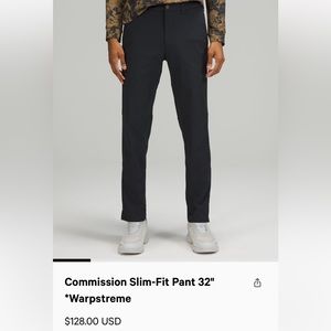Men’s Lululemon Commission slim fit warpstreme 30x32. Obsidian